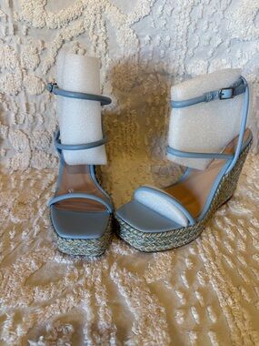 Steve Madden Powder Blue Braided Espadrille Wedge Sandals #605